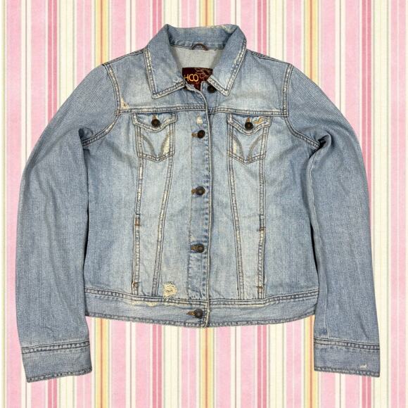 Hollister Jackets & Blazers - Y2K Hollister Junior Womens Size L Distressed Denim Jacket HCO Surf